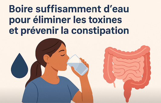 💧Boire suffisamment d’eau pour éliminer les toxines et prévenir la constipation
